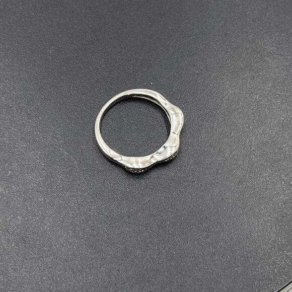 JS Sterling Silver Triple Stationed Wavy Diamond Accented
Band 925, 7.5, 2.1 gr - Picture 6 of 9